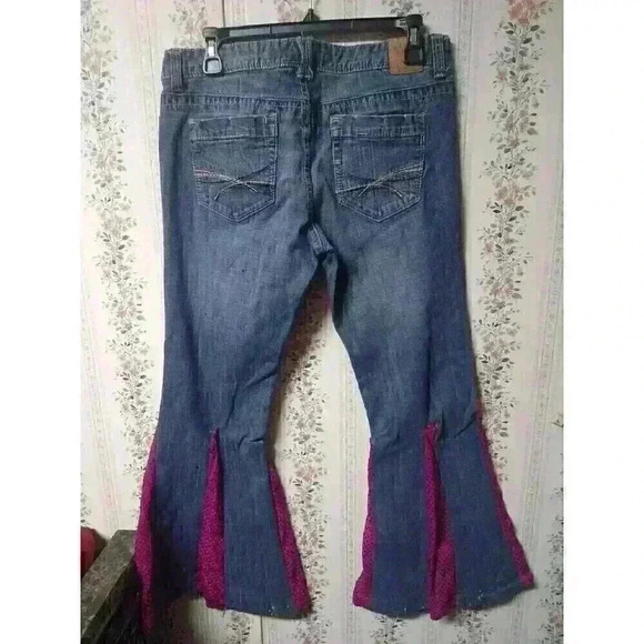 Red Camel Ellie Jeans Bell Bottoms Pink Sparkle Sequins Flare Size 11 - Picture 6 of 11